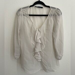 Banana Republic Cream Ruffle Blouse